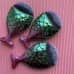 Маникюрная щетка "Рыбка" для удаления ногтевой пыли, зеленый с розовым