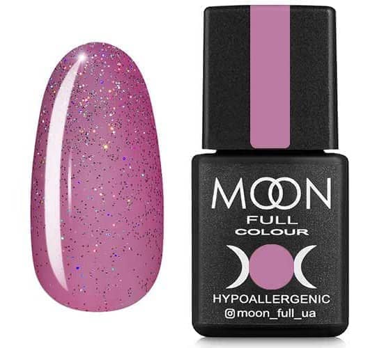 Гель лак MOON FULL color Gel polish , 8 ml № 306 полупрозрачный розовый с разноцветным шиммером